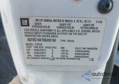 2006 GMC Sierra 1500 Work Truck z USA, uszkodzony, nr VIN 3GTEC14X76G202140